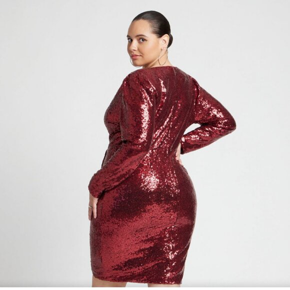 Eloquii Red Sequin Dress 22W - Picture 2 of 6